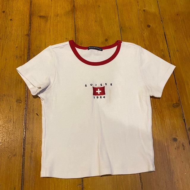 Brandy Melville Women's T-shirt - White/Red - One size on Productcaster.