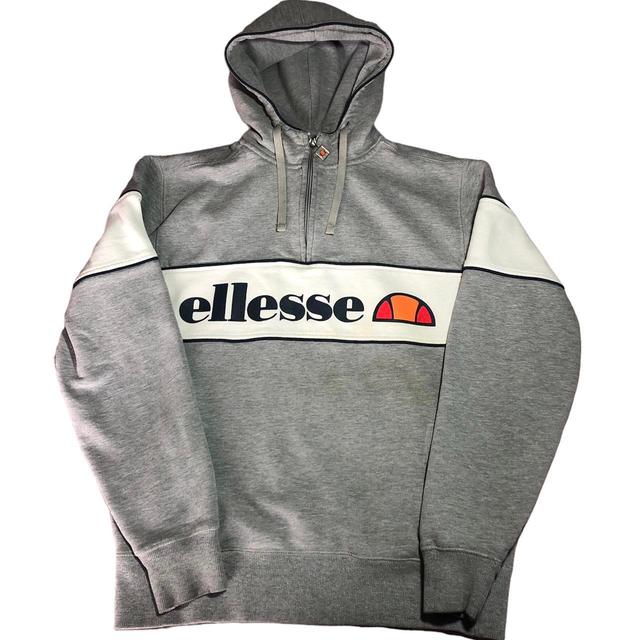 Ellesse Men's Hoodie - Grey/White - M on Productcaster.