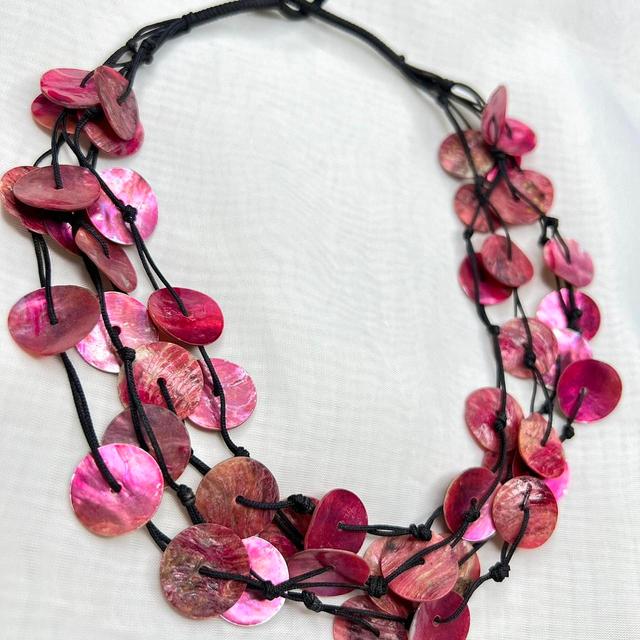 The Unbranded Brand Women's Necklace - Pink/Black on Productcaster.