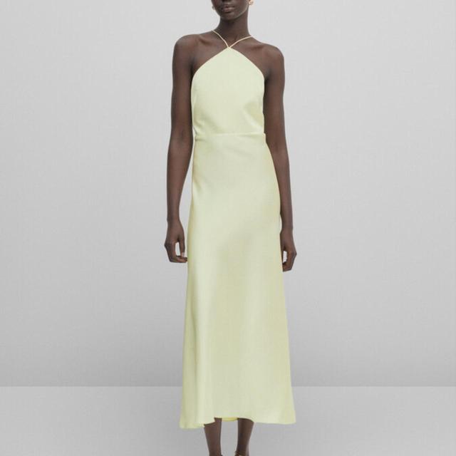 Massimo Dutti Women's Slip Dress - Yellow/Green - M on Productcaster.