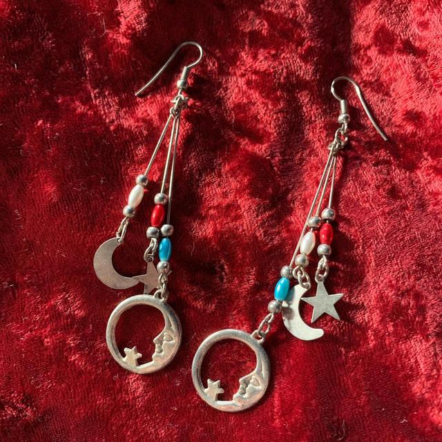 Preloved Women's Earrings - Silver/Blue on Productcaster.