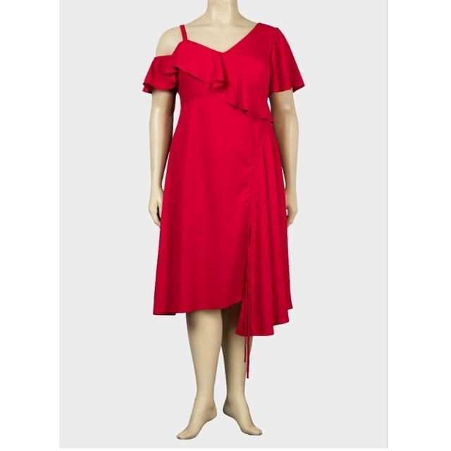 Deadstock Women's Pleated Dress - Red - 20 on Productcaster.