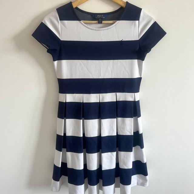 Ralph Lauren Kids' Pleated Dress - White/Navy - 12 years on Productcaster.