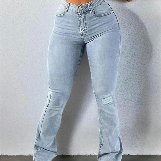 _J.L-A.L_ Women's Ripped Jeans - Blue/Grey - UK 8 on Productcaster.