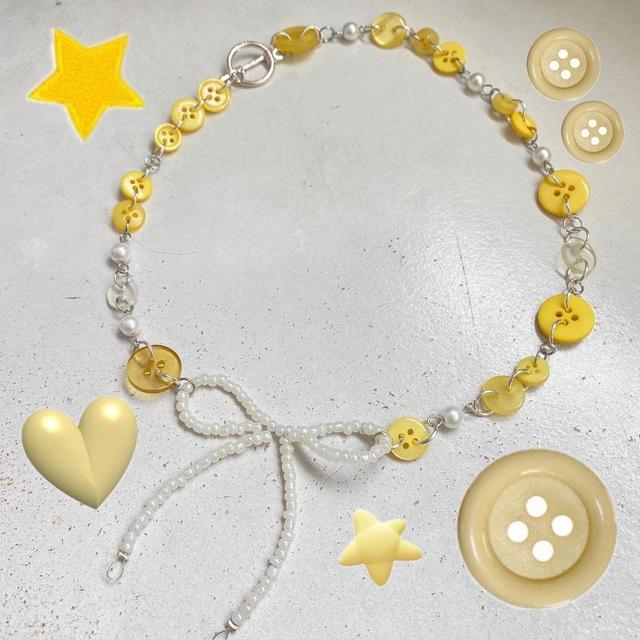 Custom Women's Necklace - Yellow/White on Productcaster.