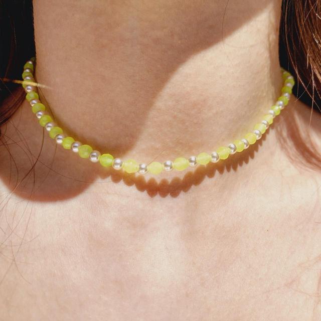 Women's Necklace - Cream/Yellow on Productcaster.