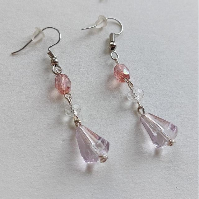 Reworked Women's Earrings - Pink on Productcaster.