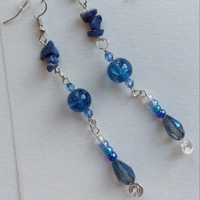 Reworked Women's Earrings - Blue on Productcaster.