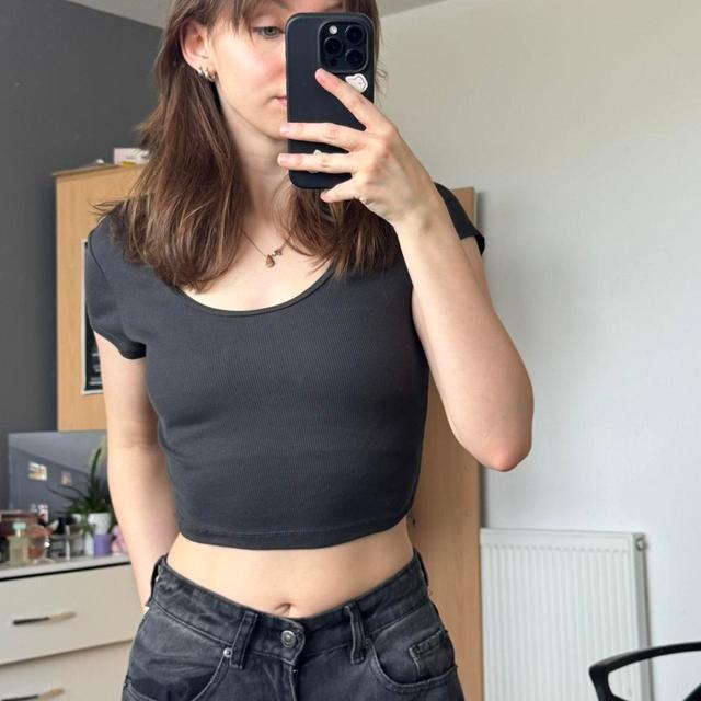 Weekday Women's Crop top - Grey/Black - S on Productcaster.