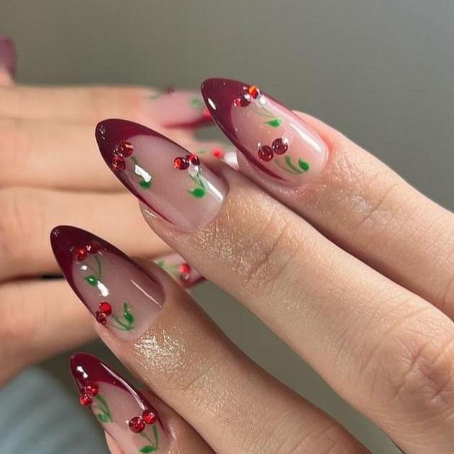 False nails - Burgundy/Multi on Productcaster.