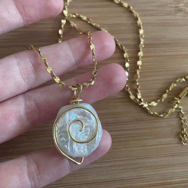 Women's Necklace - Gold/White on Productcaster.