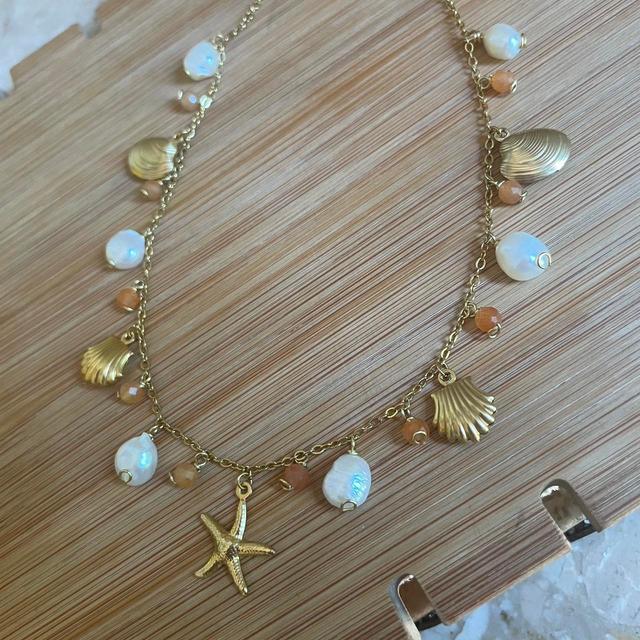 Women's Necklace - White/Gold on Productcaster.