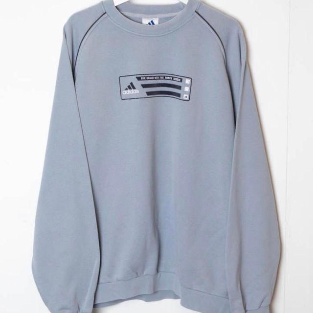 Adidas Men's Sweatshirt - Grey/Blue - XL on Productcaster.