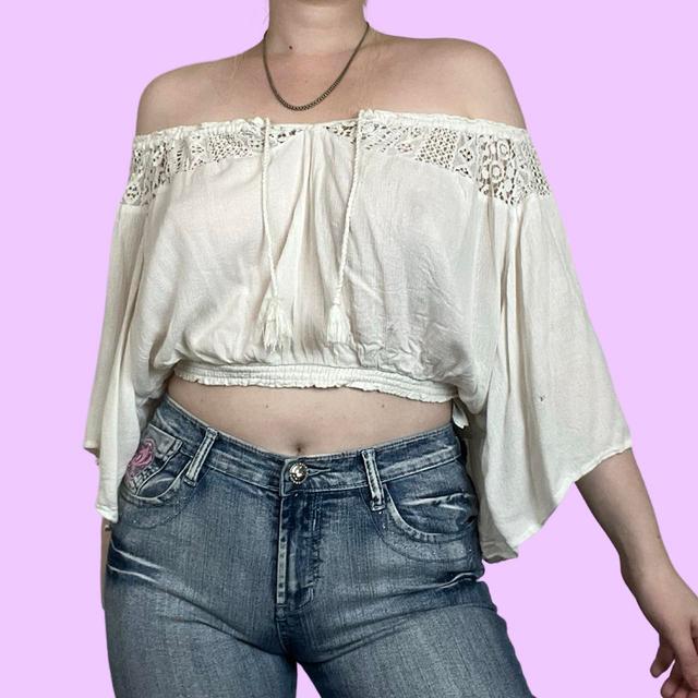 Vintage Women's Crop top - White - M on Productcaster.