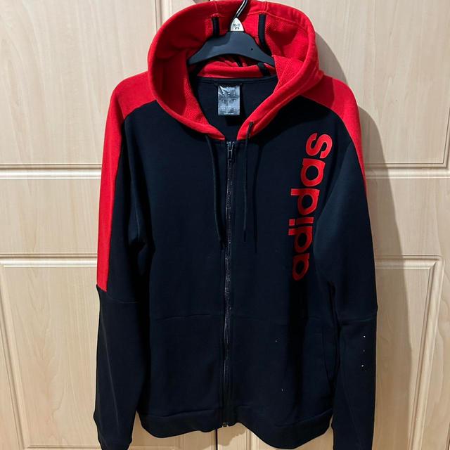 Adidas Men's Hoodie - Black/Red - M on Productcaster.