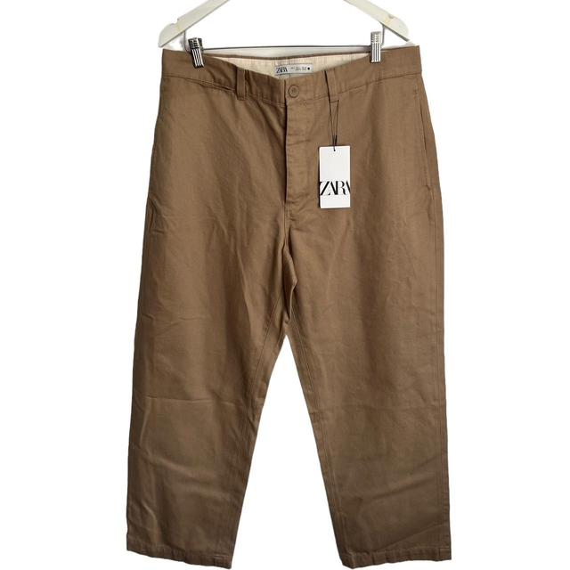 Zara Men's Chino Trousers - Tan - L on Productcaster.