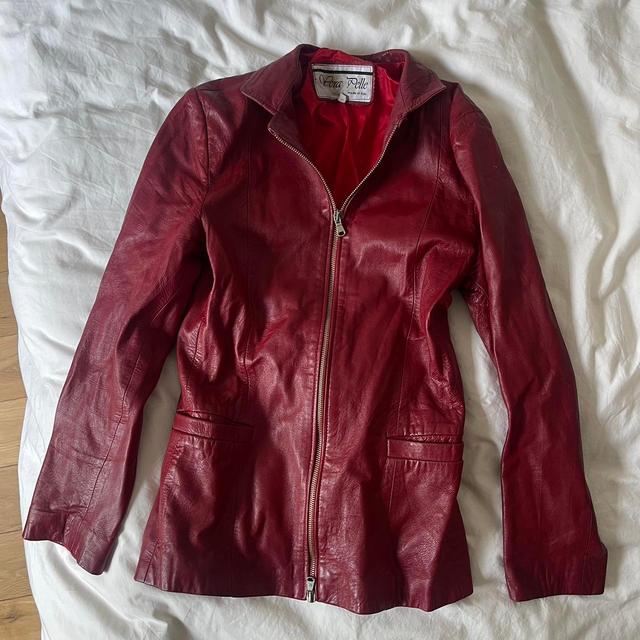 Vera Pelle Women's Blazer Jacket - Red/Burgundy - XS on Productcaster.