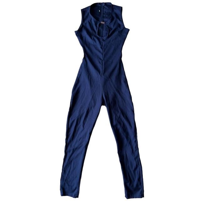 Vintage Women's Skinny Jumpsuit - Blue - M on Productcaster.