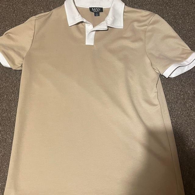 BoohooMAN Men's Polo shirt - Tan/Cream - M on Productcaster.