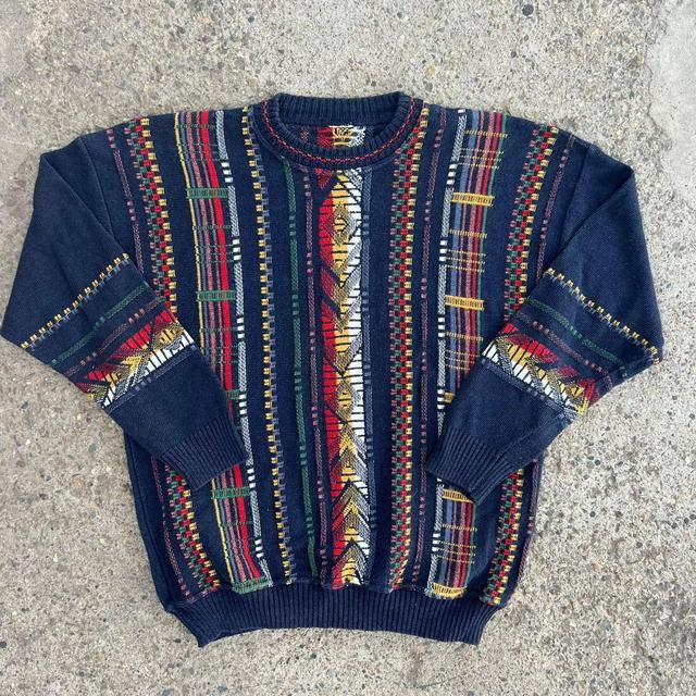 Carlo Colucci Men's Jumper - Multi/Navy - XL on Productcaster.