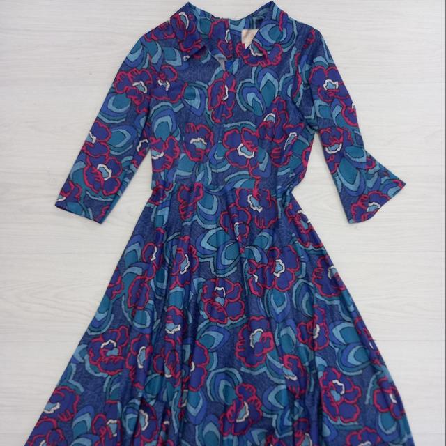 Vintage Women's Midi Dress - Blue/Multi - 18 on Productcaster.