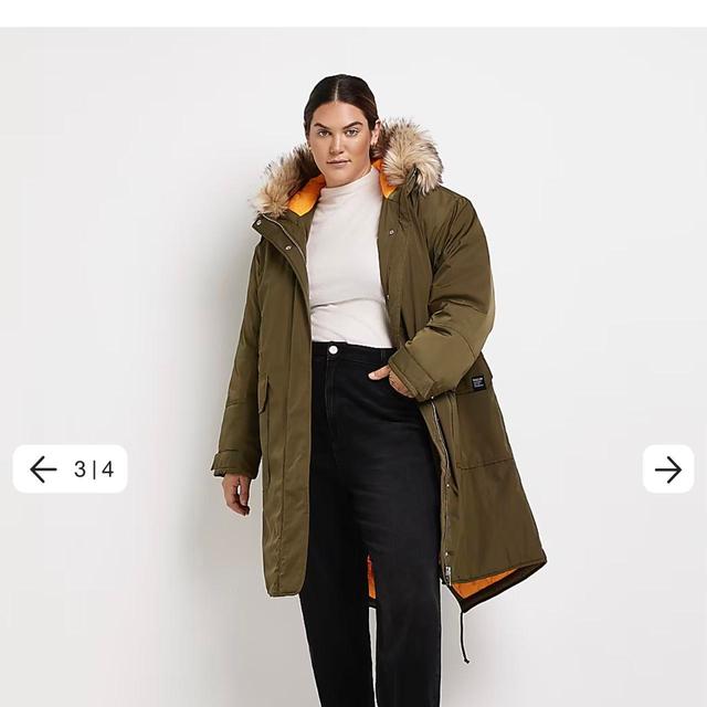 River Island Plus Women's Parka - Khaki/Green - UK 26 on Productcaster.