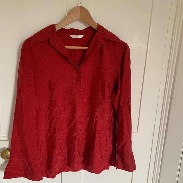 Marks & Spencer Women's Shirt - Burgundy/Red - M on Productcaster.