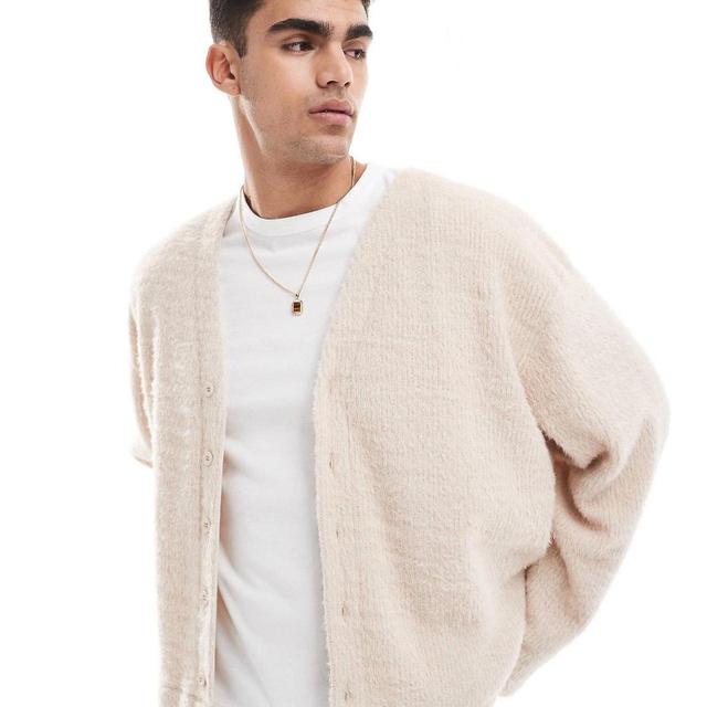 ASOS Design Men's Cardigan - Cream/Tan - L on Productcaster.