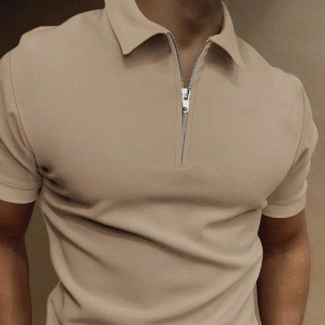 Men's Polo shirt - Tan/Cream - L on Productcaster.