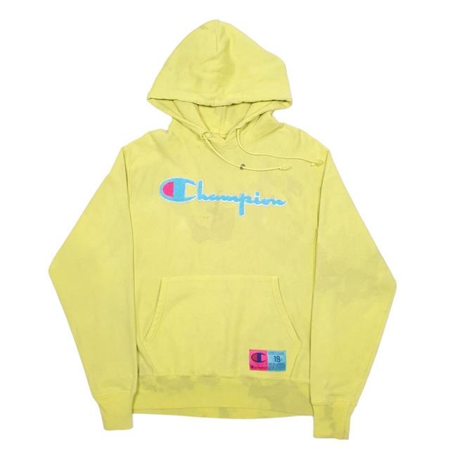 Champion Men's Hoodie - Yellow/Green - M on Productcaster.