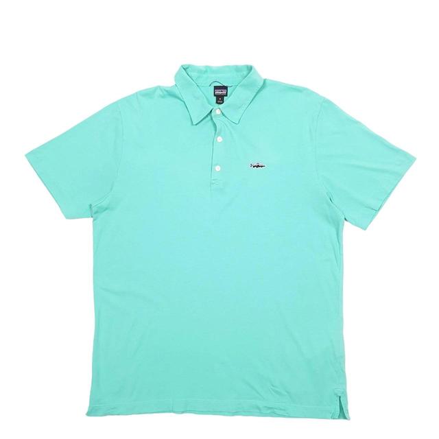 Patagonia Men's Polo shirt - Blue/Green/Silver - M on Productcaster.