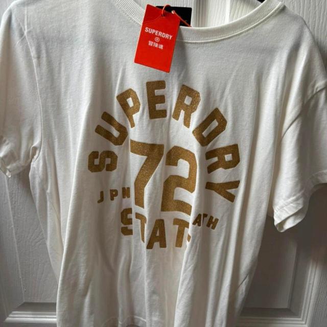 Superdry Women's T-shirt - Cream/Gold - L on Productcaster.