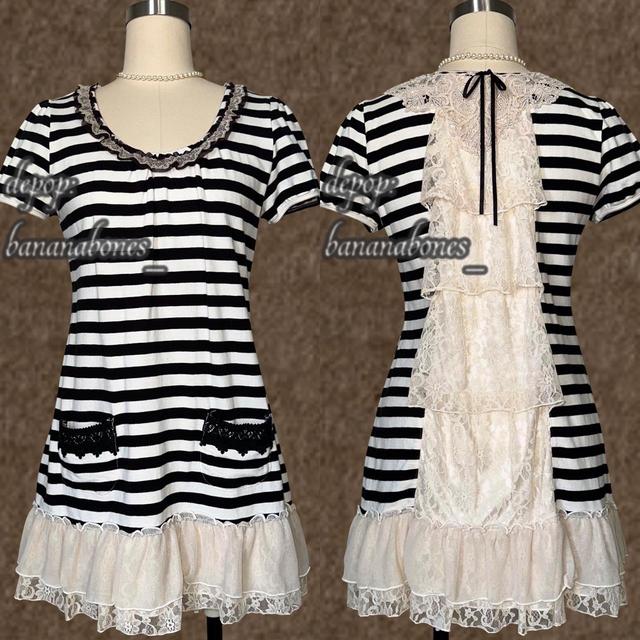 Vintage Women's Dress - Black/Cream - S on Productcaster.