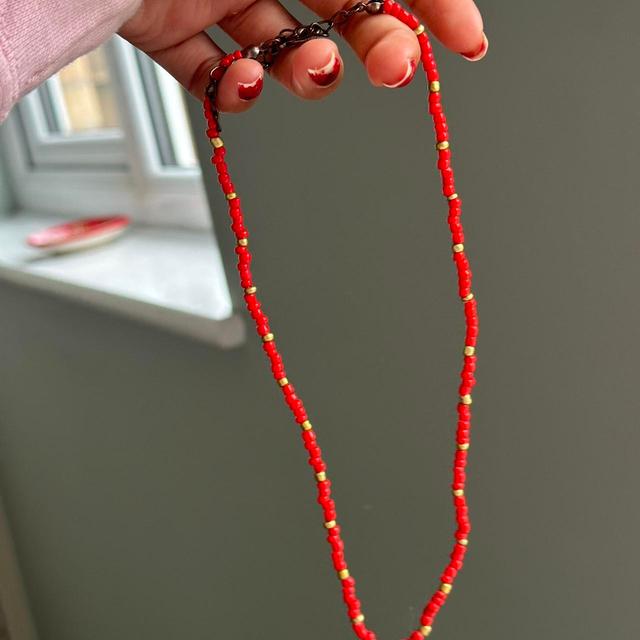 Vintage Women's Necklace - Red/Gold on Productcaster.