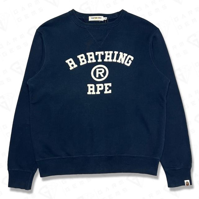 BAPE Men's Sweatshirt - Navy/White - S on Productcaster.