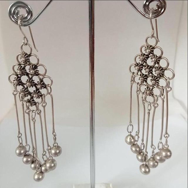 Vintage Women's Earrings - Silver on Productcaster.