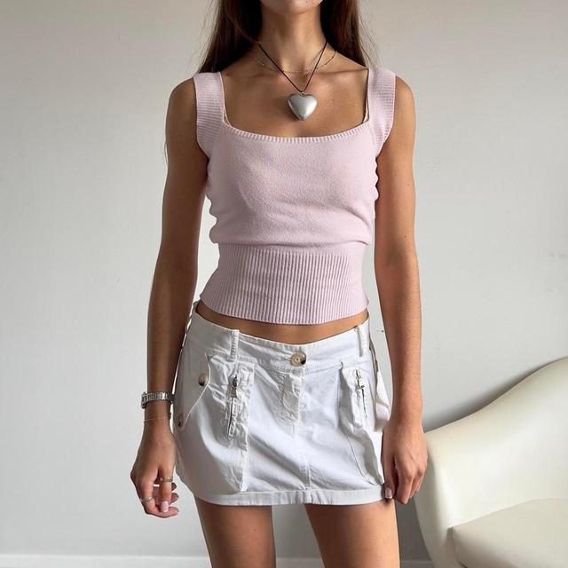 Vintage Women's Mini Skirt - White - S on Productcaster.