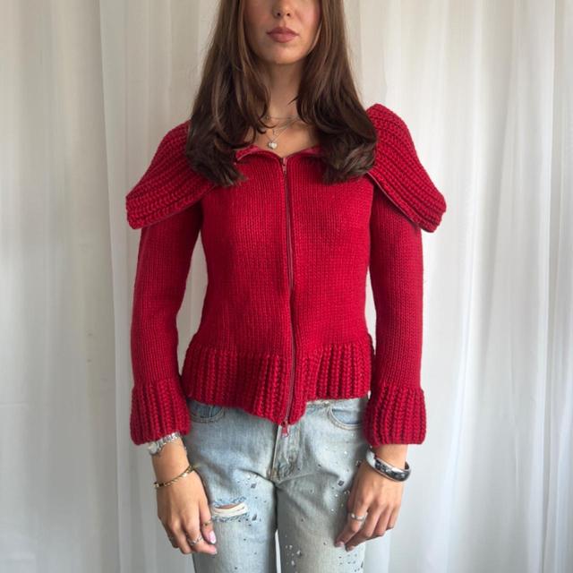 Vintage Women's Jumper - Red/Burgundy - S on Productcaster.