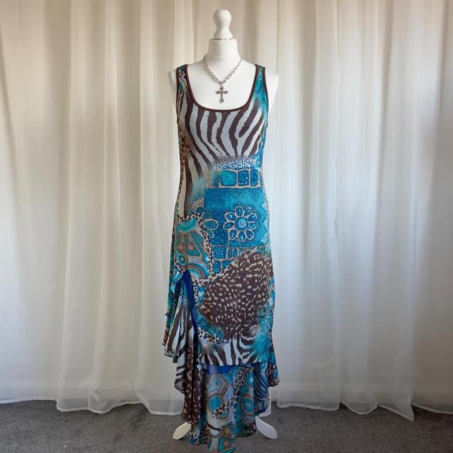 Vintage Women's Slip Dress - Brown/Blue - XL on Productcaster.