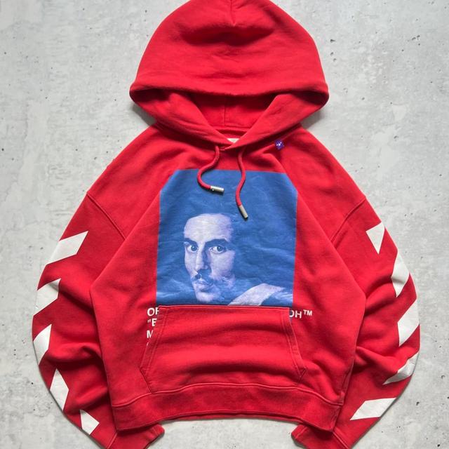 Off-White Men's Hoodie - Red - XS on Productcaster.