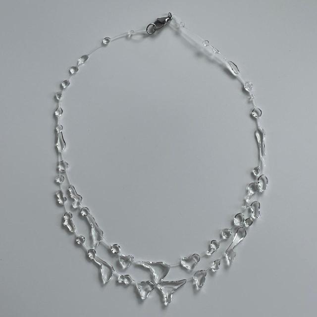 Handmade Women's Necklace - Silver/White on Productcaster.