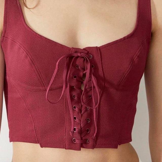 Urban Outfitters Women's Corset - Burgundy/Red - S on Productcaster.