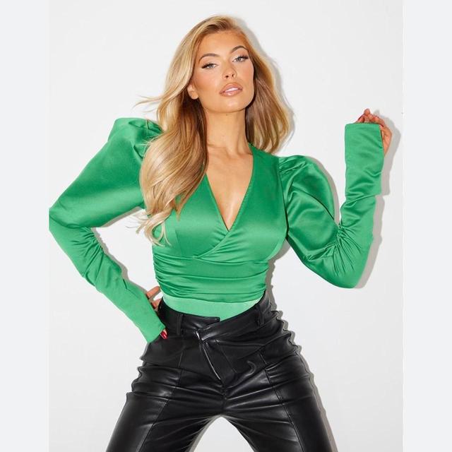 PrettyLittleThing Women's Bodysuit - Green - 10 on Productcaster.