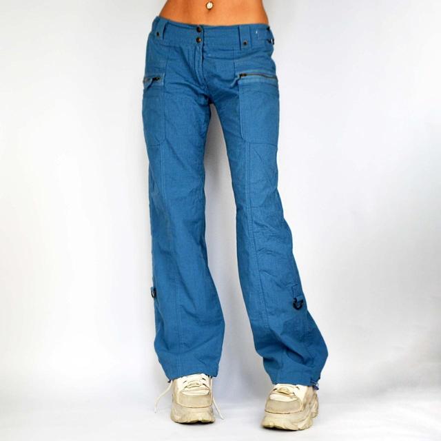 Vintage Women's Trousers - Blue - UK 10 on Productcaster.