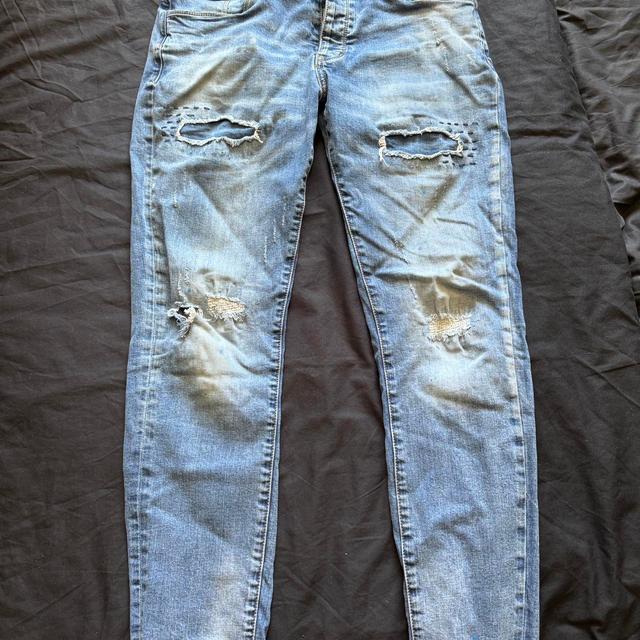 Men's Distressed Jeans - Blue - 30" on Productcaster.