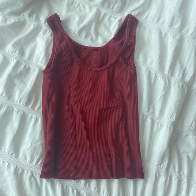 Brandy Melville Women's Crop top - Burgundy/Red - 6 on Productcaster.