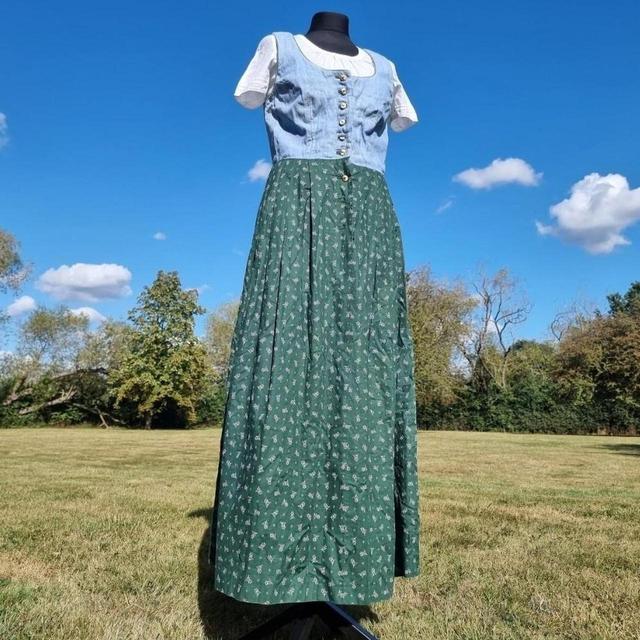 Vintage Women's A-line Dress - Blue/Green - 10 on Productcaster.