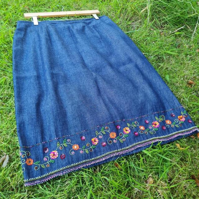 Monsoon Women's Skirt - Blue/Navy - UK 16 on Productcaster.