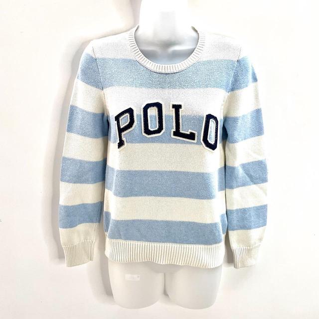 Polo Ralph Lauren Women's Jumper - Blue/Cream - XS on Productcaster.