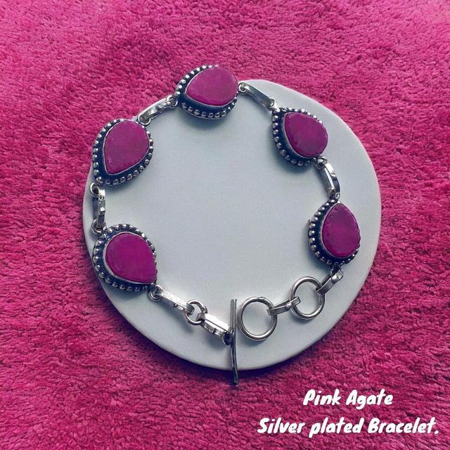 Designer Women's Bracelet - Silver/Pink on Productcaster.